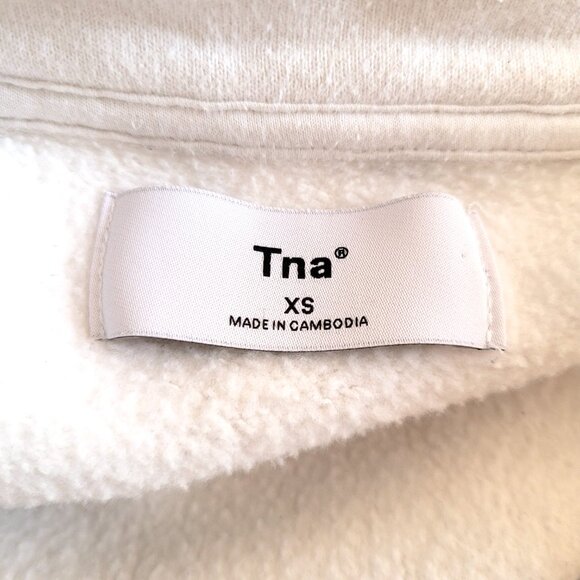Aritzia TNA Fleece White Cropped Quarter-Zip Fleece Sweater - Size XS - Picture 3 of 9